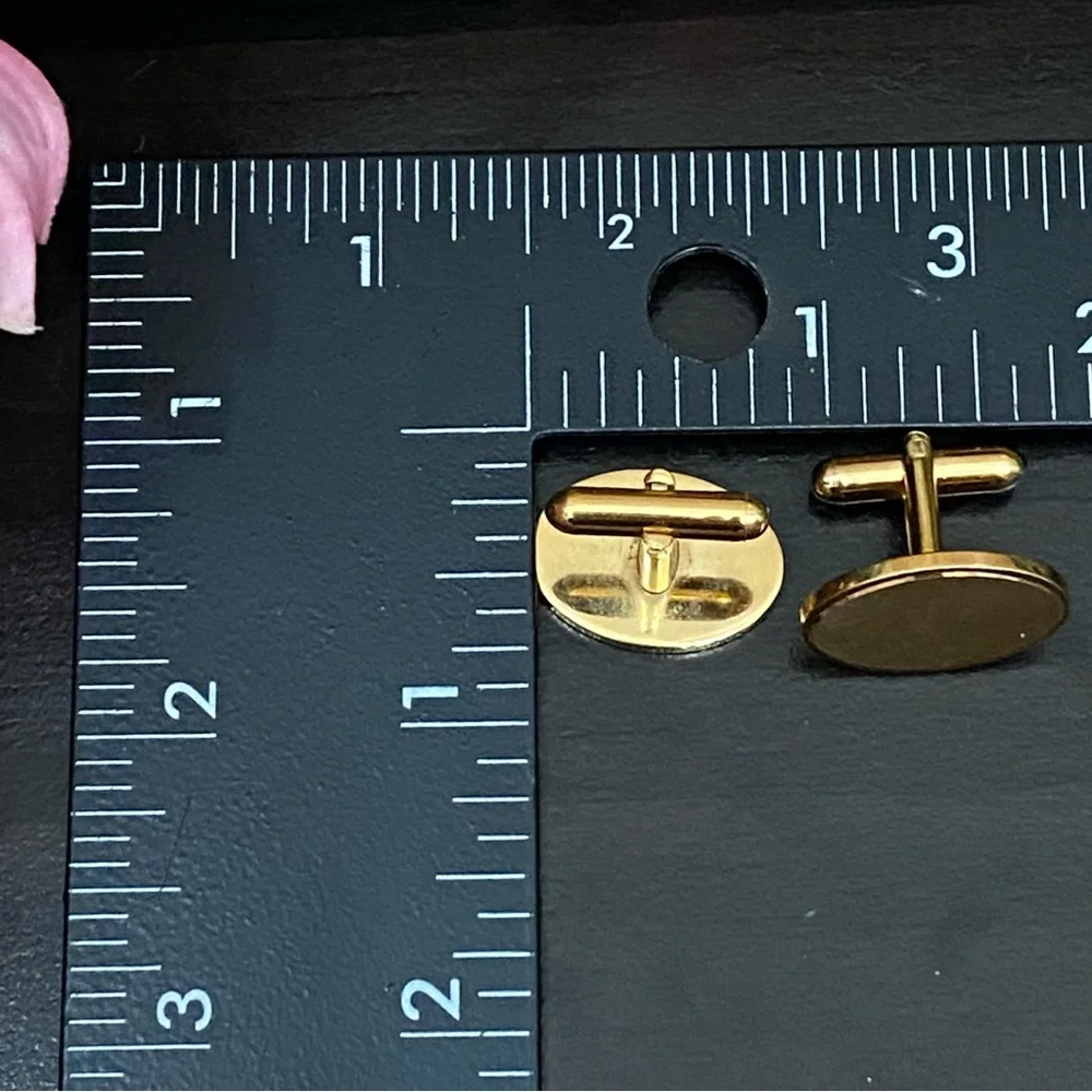 Vintage Unsigned Brushed Gold-tone Oval Cufflinks